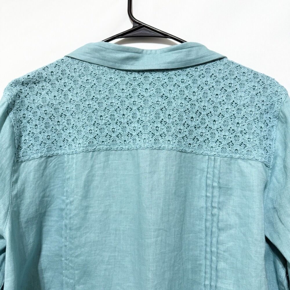 John Mark Green Linen Button Front Tunic Top L Cr… - image 6